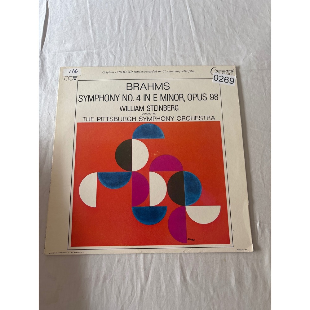 Command Brahms Symphony No 4 William Steinberg Pittsburgh Symphony LP 12" Good